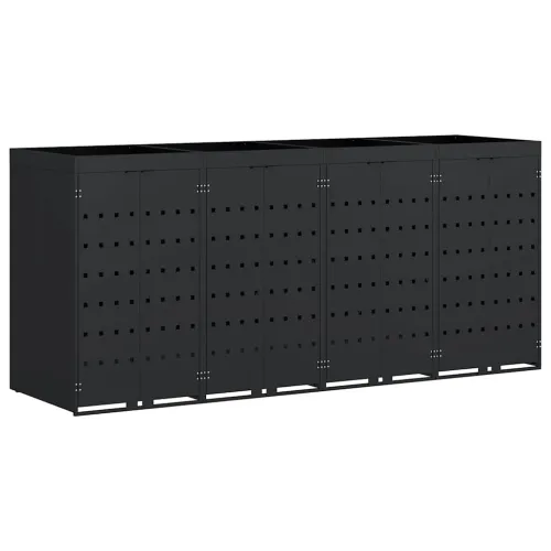 Skladištenje kanti za 4 kante Crna 272 x 77,5 x 121,5 cm - Crna 4 Vrh za saksiju Cijena