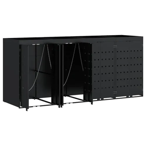 Skladištenje kanti za 4 kante Crna 272 x 77,5 x 121,5 cm - Crna 4 Vrh za saksiju Cijena