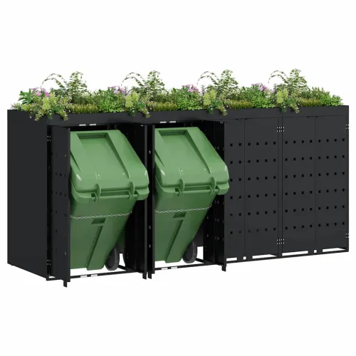 Skladištenje kanti za 4 kante Crna 272 x 77,5 x 121,5 cm - Crna 4 Vrh za saksiju Cijena