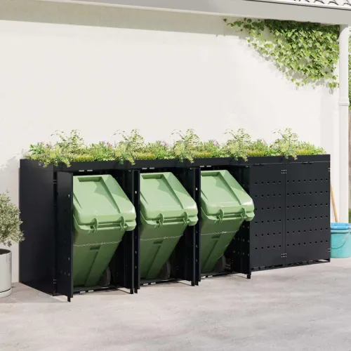Skladištenje kanti za 5 kanti Crna 340 x 77,5 x 121,5 cm - Crna 5 Vrh za saksiju Cijena