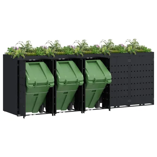 Skladištenje kanti za 5 kanti Crna 340 x 77,5 x 121,5 cm - Crna 5 Vrh za saksiju Cijena