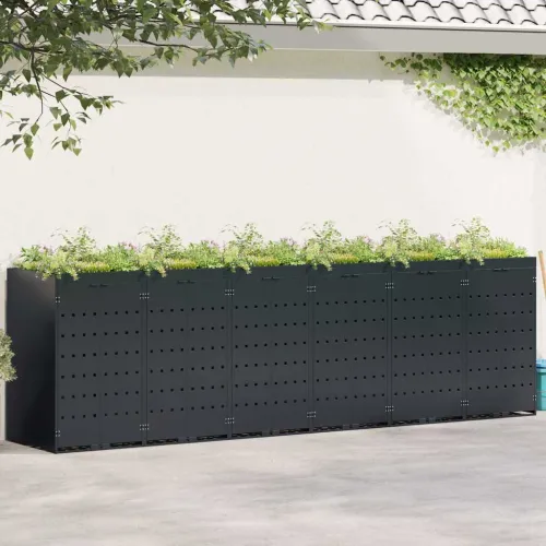 Skladištenje kanti za 6 kanti Crna 408 x 77,5 x 121,5 cm - Crna 6 Vrh za saksiju Cijena
