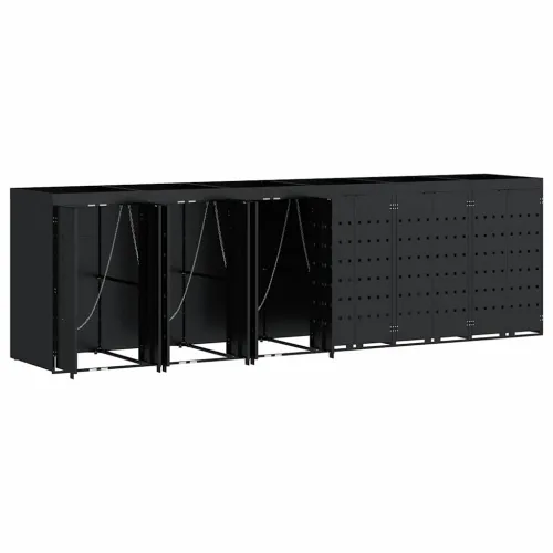 Skladištenje kanti za 6 kanti Crna 408 x 77,5 x 121,5 cm - Crna 6 Vrh za saksiju Cijena