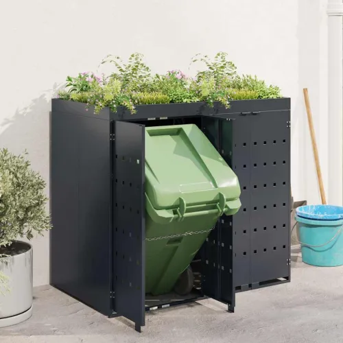 Skladištenje kanti za 2 kante Antracit 136 x 77,5 x 121,5 cm - Antracit 2 Vrh za saksiju Cijena