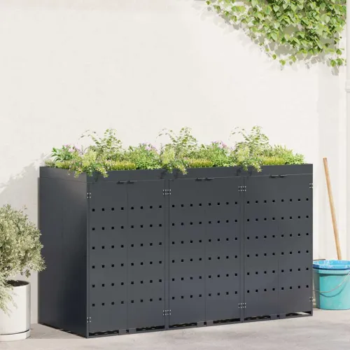 Skladištenje kanti za 3 kante Antracit 204 x 77,5 x 121,5 cm - Antracit 3 Vrh za saksiju Cijena