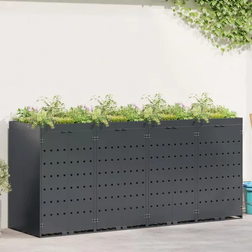 Skladištenje kanti za 4 kante Antracit 272 x 77,5 x 121,5 cm - Antracit 4 Vrh za saksiju Cijena