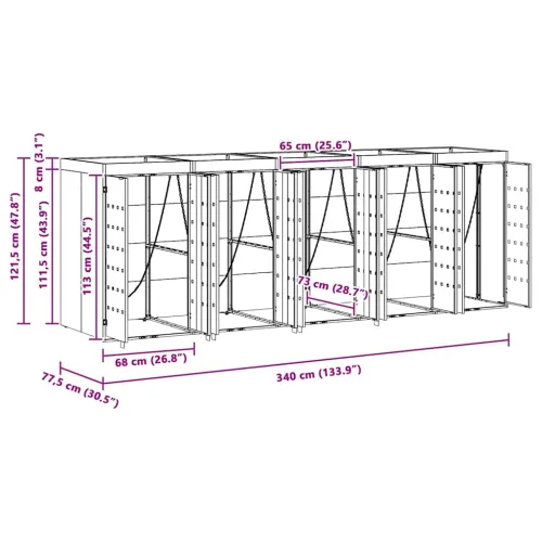 Skladištenje kanti za 5 kanti Antracit 340 x 77,5 x 121,5 cm - Antracit 5 Vrh za saksiju Cijena