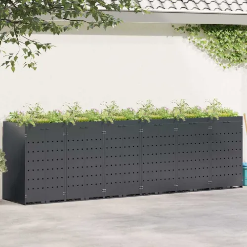 Skladištenje kanti za 6 kanti Antracit 408 x 77,5 x 121,5 cm - Antracit 6 Vrh za saksiju Cijena