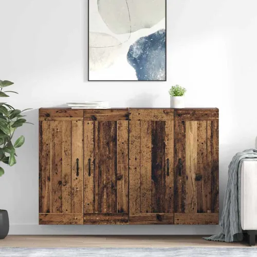 Kabinetski zidni 2 kom. Staro drvo 69,5 x 34 x 90 cm - Staro drvo List crni Cijena