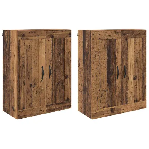 Kabinetski zidni 2 kom. Staro drvo 69,5 x 34 x 90 cm - Staro drvo List crni Cijena