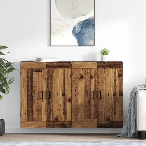 Kabinetski zidni 2 kom. Staro drvo 69,5 x 34 x 90 cm - Staro drvo Crni U oblik Cijena