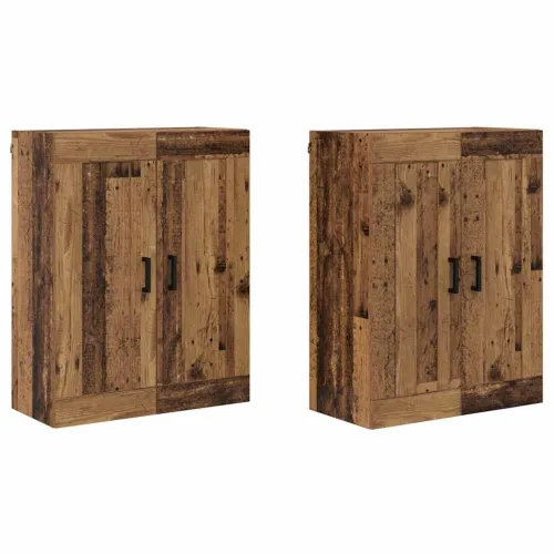 Kabinetski zidni 2 kom. Staro drvo 69,5 x 34 x 90 cm - Staro drvo Crni U oblik Cijena