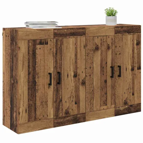 Kabinetski zidni 2 kom. Staro drvo 69,5 x 34 x 90 cm - Staro drvo Crni U oblik Cijena