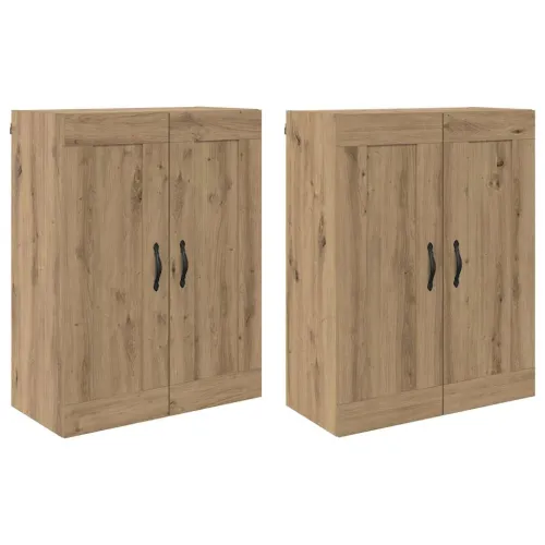 Kabinetski zidni 2 kom. Umjetnički hrast 69,5 x 34 x 90 cm - hrast artisan List crni Cijena