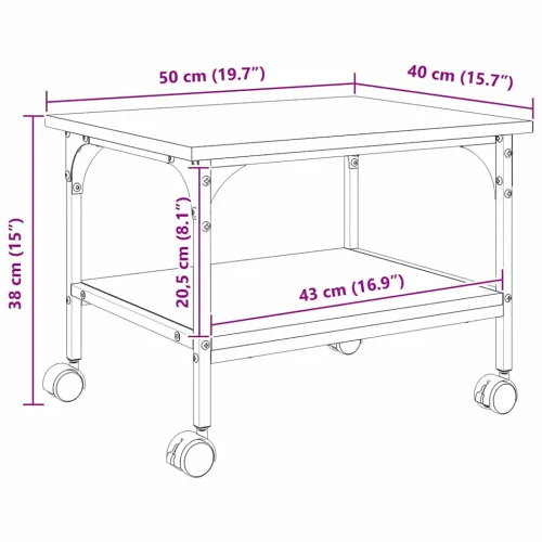 Držač za printer Crni hrast 50 x 40 x 38 cm Konstruirano drvo - Crni hrast Cijena