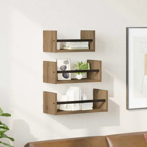 Set zidnih polica 3 kom. Umjetnički hrast 40x16x14cm - hrast artisan Cijena