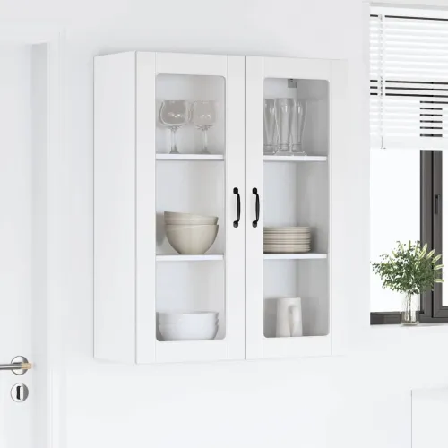 Zidni stakleni ormarić LUCCA Bijela 80 x 31 x 100 cm - Bijela 1x stakleni ormar za zid (2 vrata) širine 80 cm i visine 100 cm Cijena