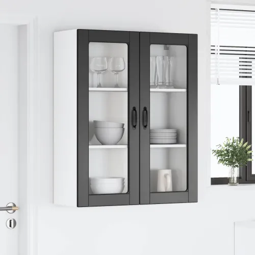 Zidni stakleni ormarić LUCCA Crna 80 x 31 x 100 cm - Crna 1x stakleni ormar za zid (2 vrata) širine 80 cm i visine 100 cm Cijena