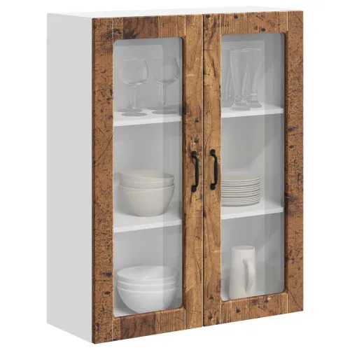Zidni stakleni ormarić LUCCA Staro drvo 80 x 31 x 100 cm - Staro drvo 1x stakleni ormar za zid (2 vrata) širine 80 cm i visine 1 Cijena