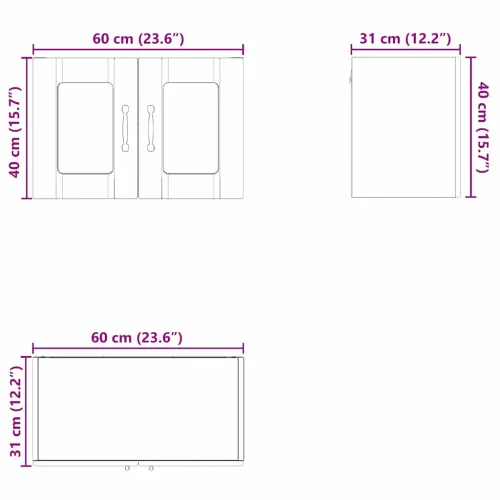 Zidni stakleni ormarić PORTO 2 kom. Umjetnički hrast - Zanatski hrast 60 x 31 x 40 cm 2x stakleni ormar (2 vrata) Cijena