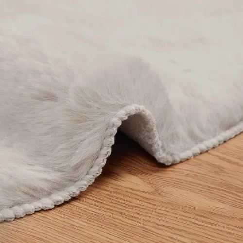 Protuklizni tepih od umjetnog zečjeg krzna OLITE Bež Ø 120 cm - Bež Ø 120 cm Cijena