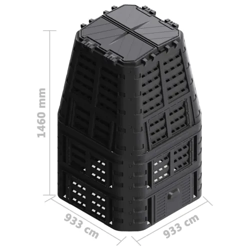 Vrtni komposter crni 93,3 x 93,3 x 146 cm 1000 L - 1000 l Cijena