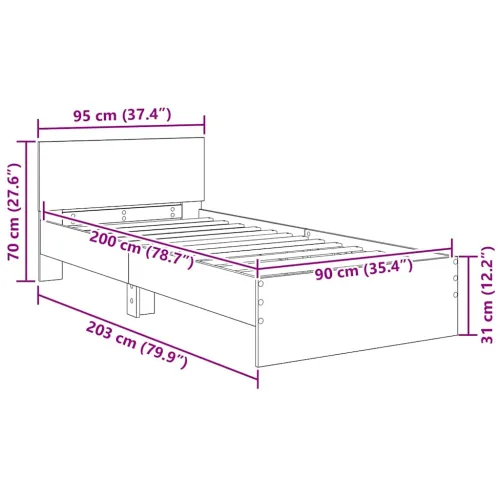 Okvir za krevet Crni hrast 90 x 200 cm Konstruirano drvo - Crni hrast 90 x 200 cm Cijena