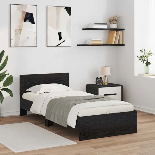 Okvir za krevet Crni hrast 90 x 200 cm Konstruirano drvo - Crni hrast 90 x 200 cm Cijena