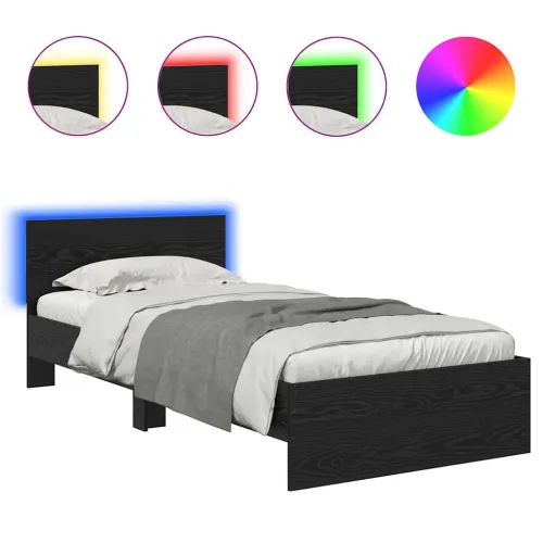 Okvir za krevet Crni hrast 90 x 200 cm Konstruirano drvo - Crni hrast 90 x 200 cm Cijena