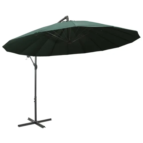 Viseći suncobran zeleni 3 m s aluminijskim stupom - Zelena Cijena