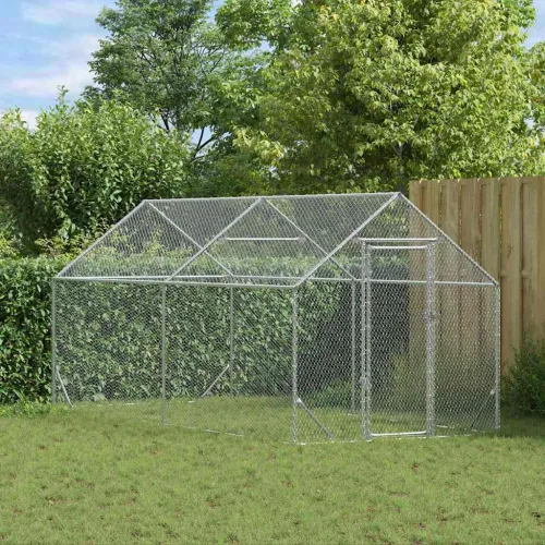 Kavez za piliće Srebrno 400 x 170 x 177 cm Cinkani čelik - 400x170x177cm Cijena