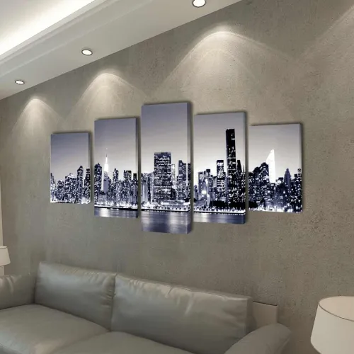 Monokromatski set slika na platnu panorama New Yorka 100 x 50 cm - 100 x 50 cm 1 Jednobojni New York Cijena