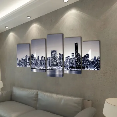 Zidne Slike na Platnu Monokromatski Set s Printom New York 200 x 100 cm - 200 x 100 cm 1 Jednobojni New York 200 x 100 cm Cijena