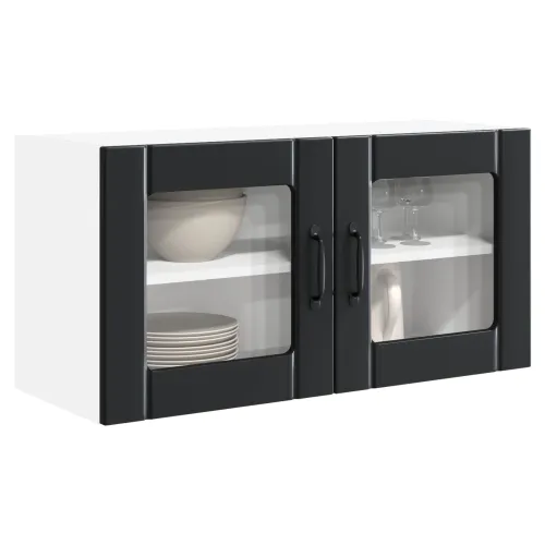 Zidni stakleni ormar PORTO Crna 80 x 31 x 40 cm - Crna 1x stakleni ormar za zid (2 vrata) širine 80 cm i visine 40 cm Cijena