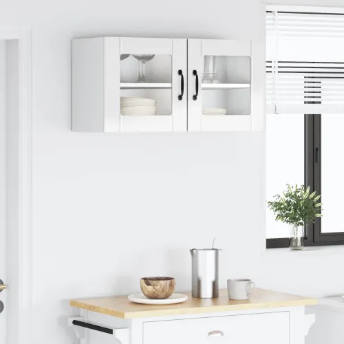 Zidni stakleni ormarić PORTO Visoki sjaj bijela 80 x 31 x 40 cm - Visoki sjaj bijeli 1x stakleni ormar za zid (2 vrata) širine 8 Cijena