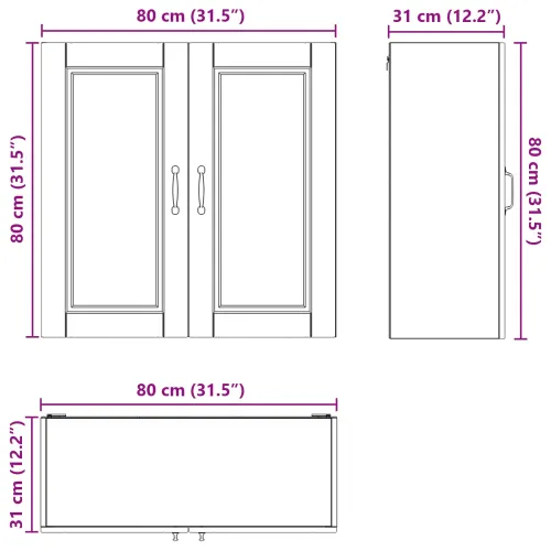 Ormar za Zid PORTO Crna 80 x 31 x 80 cm Konstruirano drvo - Crna 1x zidni ormar (2 vrata) 80 cm širok 80 cm visok Cijena