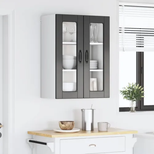 Zidni stakleni ormarić PORTO Crna 60 x 31 x 80 cm - Crna 1x zidni stakleni ormar (2 vrata) širine 60 cm visine 80 cm Cijena