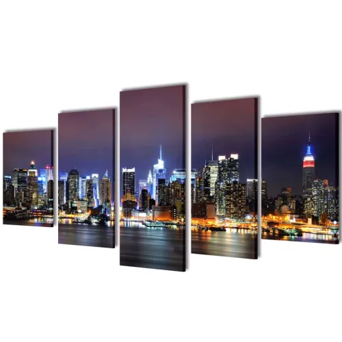 Set slika na platnu panorama New Yorka - 200 x 100 cm 1 Šareni New York 200 x 100 cm Cijena