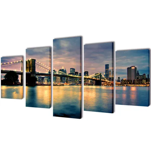 Zidne Slike na Platnu Set s Printom Brooklyn 200 x 100 cm - 200 x 100 cm 1 Pogled sa bruklinskog mosta 200 x 100 cm Cijena
