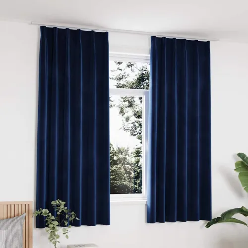 Zavjese za zamračivanje 2 kom baršunaste tamnoplave 140x175 cm - Tamno plava 140 x 175 cm Cijena