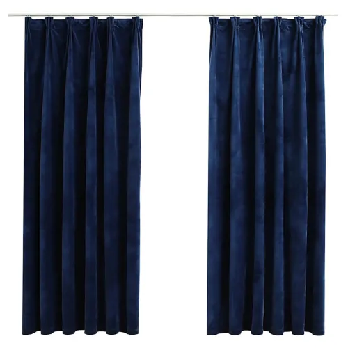 Zavjese za zamračivanje 2 kom baršunaste tamnoplave 140x175 cm - Tamno plava 140 x 175 cm Cijena