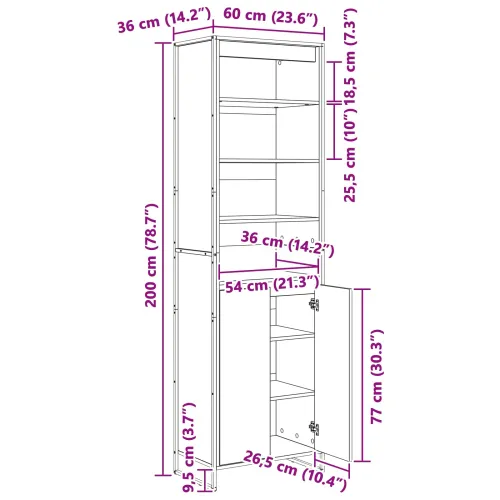 Visoki ormari Sonoma 60 x 36 x 200 cm Konstruirano drvo - sonoma hrast 60 x 36 x 200 cm Cijena