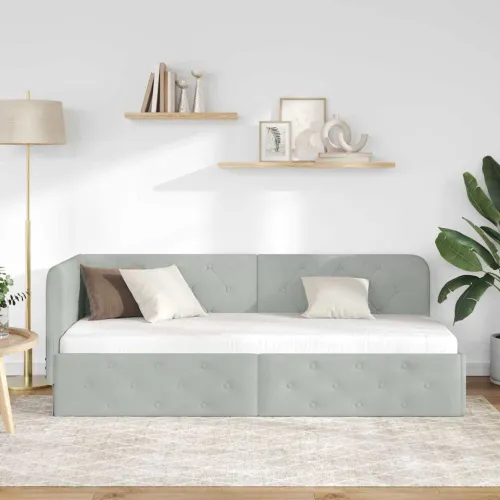 Kutni okvir kreveta Svijetlo siva 80 x 200 cm Baršun - Svjetlosiva 80 x 200 cm Cijena