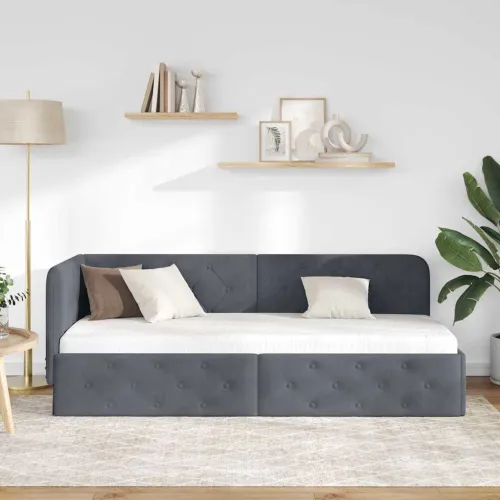 Kutni okvir kreveta Tamno siva 80 x 200 cm Baršun - Tamno siva 80 x 200 cm Cijena