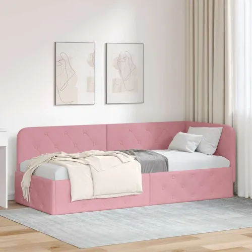 Kutni okvir kreveta Ružičasta 80 x 200 cm Baršun - Ružičasta 80 x 200 cm Cijena