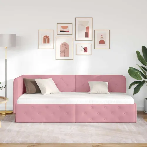 Kutni okvir kreveta Ružičasta 80 x 200 cm Baršun - Ružičasta 80 x 200 cm Cijena