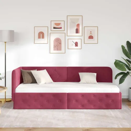 Kutni okvir kreveta Vinska crvena 80 x 200 cm Baršun - boja crnog vina 80 x 200 cm Cijena
