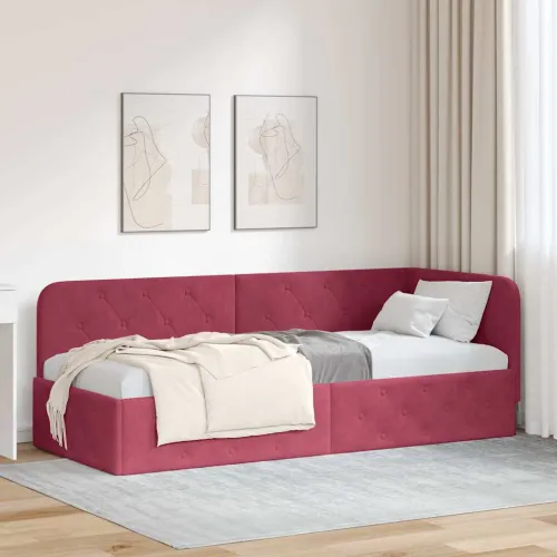 Kutni okvir kreveta Vinska crvena 80 x 200 cm Baršun - boja crnog vina 80 x 200 cm Cijena