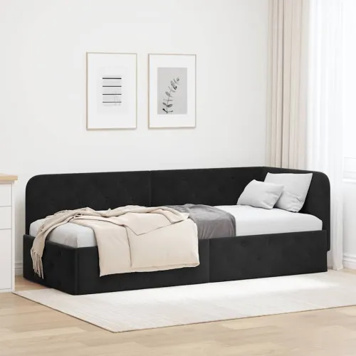 Kutni okvir kreveta Crna 80 x 200 cm Baršun - Crna 80 x 200 cm Cijena