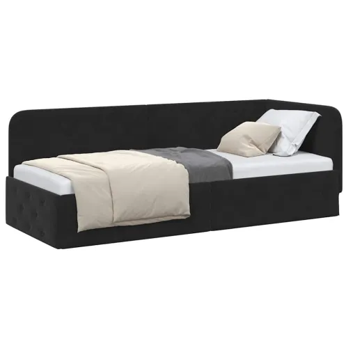 Kutni okvir kreveta Crna 80 x 200 cm Baršun - Crna 80 x 200 cm Cijena
